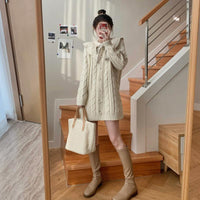 Kobine AS PICTURE / F Women's Kawaii Doll Collar Cable Knitted Cardigan