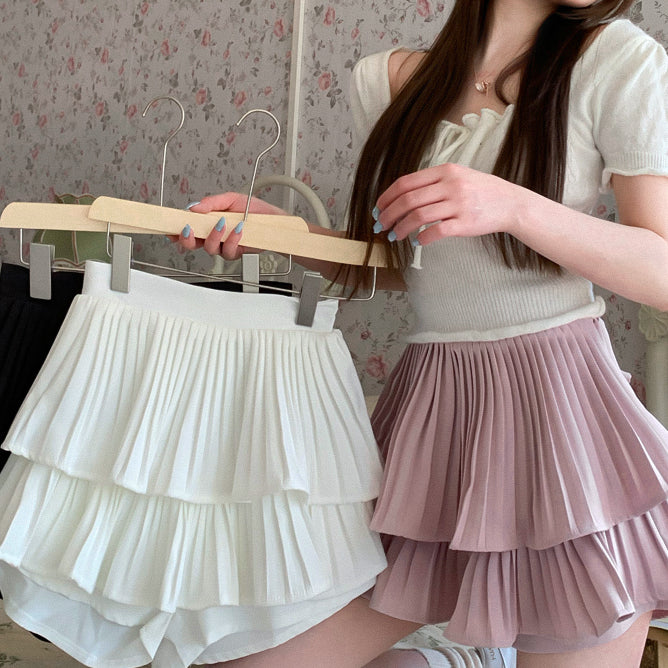 Women's Korean Style Layered Draped Skirt
