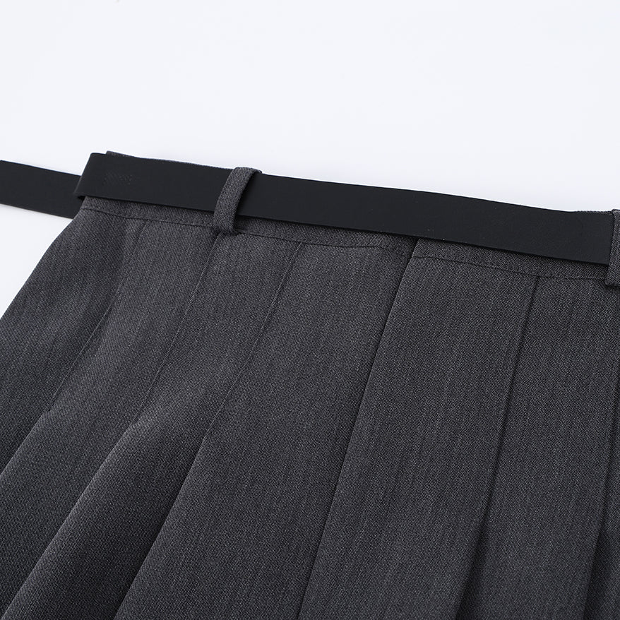 Falda plisada de estilo coreano para mujer con cinturón
