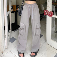 Women's Kawaii Big-pocket Straight Pants