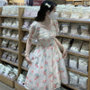 Women's Korean Style Puff Sleeved Beaded Floral Dress