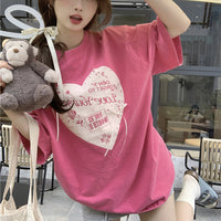 Женская футболка с бантом и принтом в виде кавайных сердечек