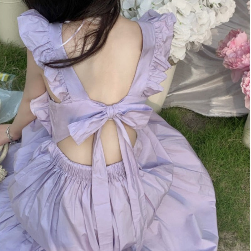 Women's Kawaii Ruffled Backless Dress