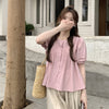 Women's Korean Style Puff Sleeved Pleat Shirt