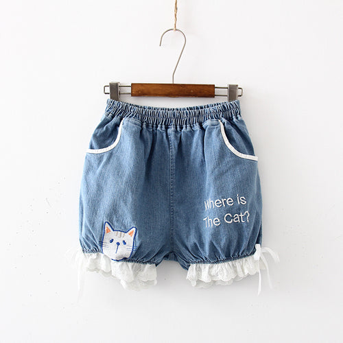 Kawaii-Bubble-Shorts mit Spitzensaum für Damen