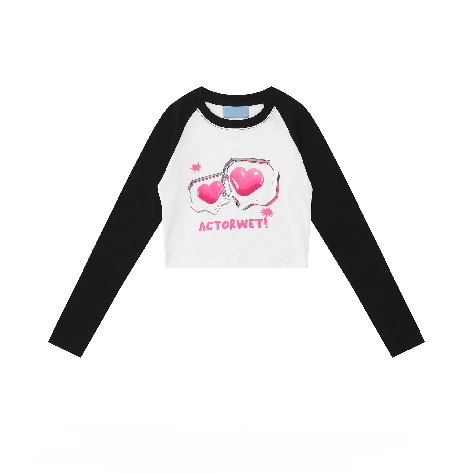 Women's Kawaii Contrast Colar Heart Printed T-shirt