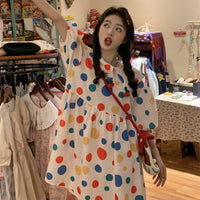 Women's Cute Doll Collar Colorful Polka Dot Dress