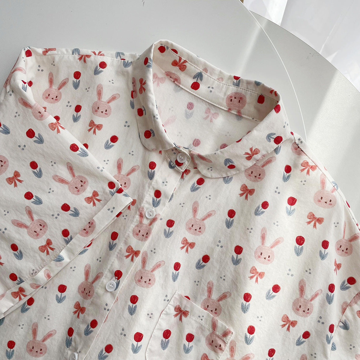 Camicia stampata con coniglio Kawaii da donna