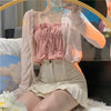 Women's Korean Style Strappy Ruffled Bustier with Cardigan