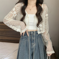 Women's Kawaii Floral Knitted Cardigan