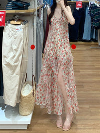 Women's Korean Style Ruffled Floral Slip Dress