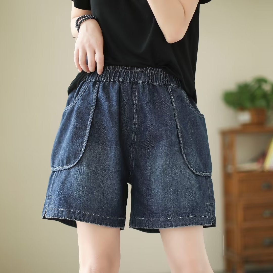 Pantaloncini di jeans con tasche grandi Harajuku da donna