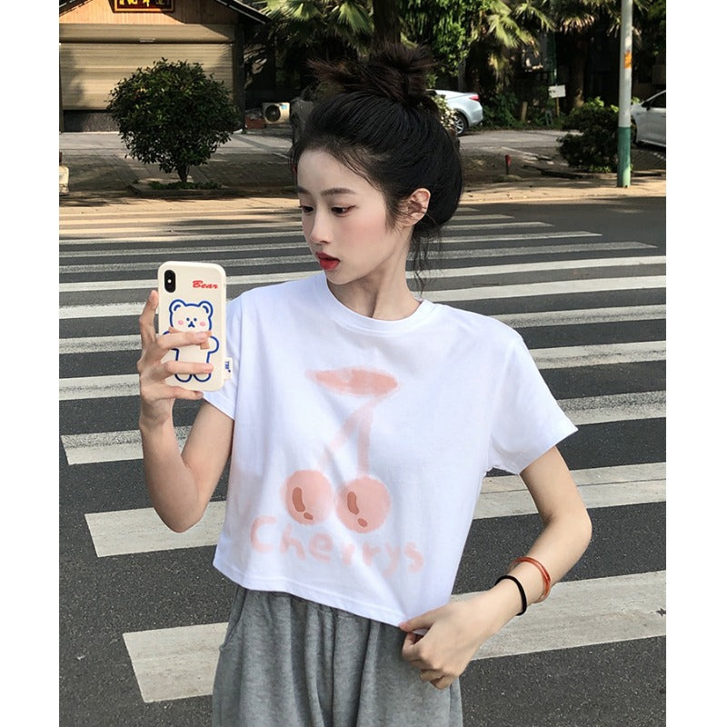 Женская короткая футболка Cute Cherry