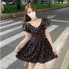 Women's Korean Style Plunging Ruffled Floral Dress