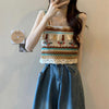 Women's Kawaii Contrast Color Striped Knitted Tank Top