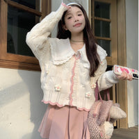 Cardigan tricoté à fleurs de style coréen pour femmes