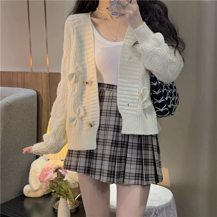Women's Korean Style Bowknot Knitted Cardigan