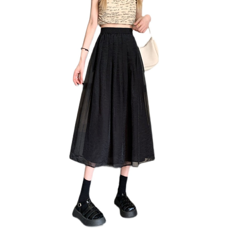 Women's Korean Style High-waisted A-line Gauzy Skirt