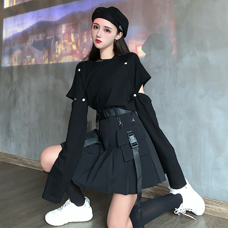 Women's Korean Style Cargo Pleated Skirt