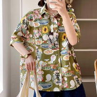 Women's Kawaii Floral Printed Shirt