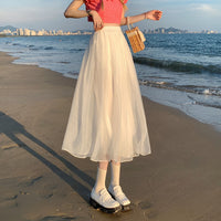 Женская прозрачная юбка трапециевидного силуэта в корейском стиле с высокой талией