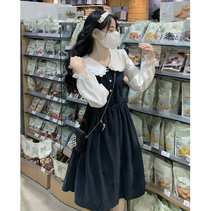 Women's Lolita Long Sleeved Contrast Color Dress
