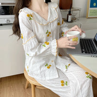 Ensemble de pyjama à manches bouffantes cerise Kawaii pour femmes