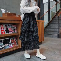 Mehrschichtiger, gerüschter Chiffonrock für Damen im koreanischen Stil