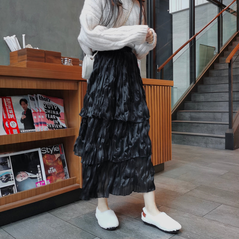 Women's Korean Style Multi-layer Ruffled Chiffon Skirt