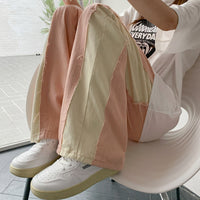 Pantaloni larghi da donna in stile coreano a contrasto di colore