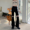 Women's Korean Style Cutout Chain Flared Pants