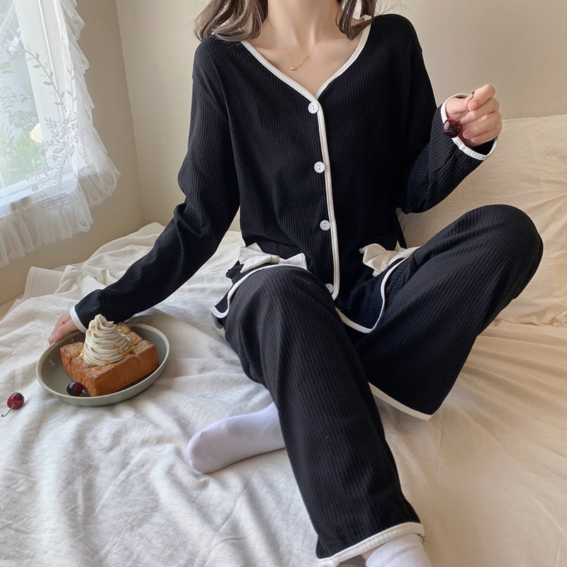 Women's Kawaii Plunging Bowknot Pajama Set
