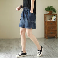 Women's Harajuku Big-pocket Denim Shorts
