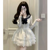 Women's Lolita Sailor Collar Bowknot Layered Dress