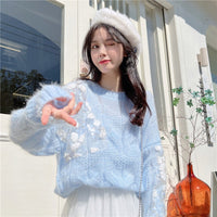 Maglione da donna all'uncinetto in stile coreano