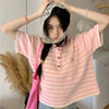 Women's Kawaii Striped Knitted T-shirt