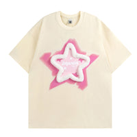 T-shirt da donna con stampa di stelle stereo Kawaii
