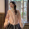 Women's Korean Style Bowknot Lace Hem Knitted Cardigan