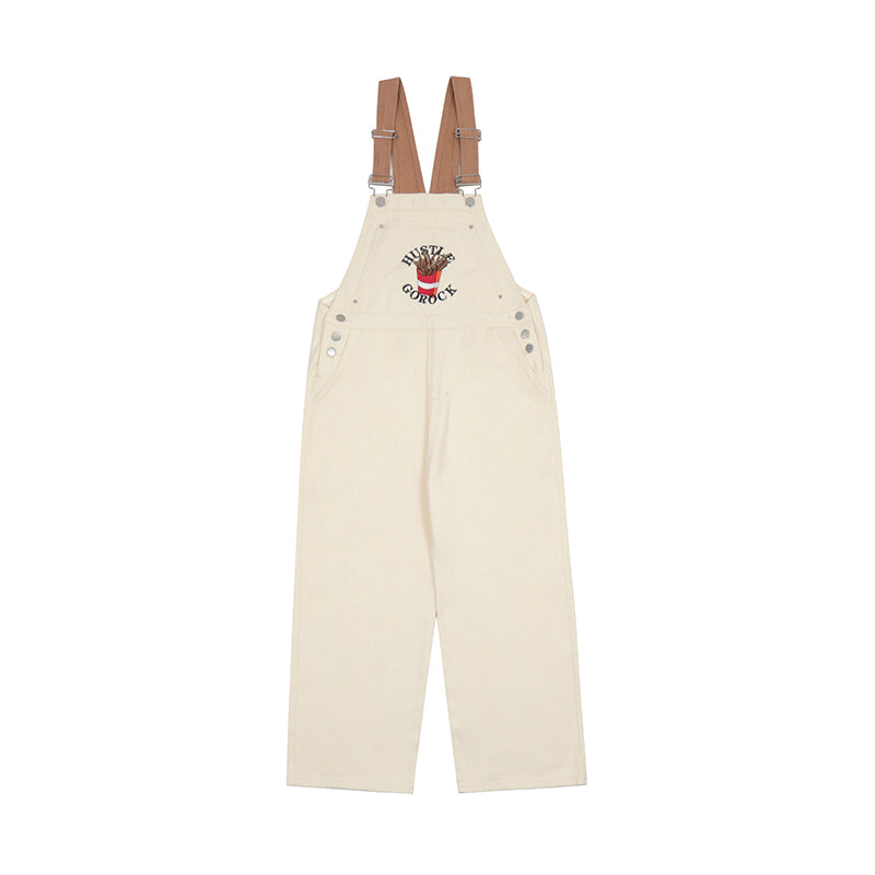 Women's Kawaii Double Color Straight Suspender Trousers