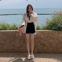 Женская рубашка с цветочным принтом в корейском стиле