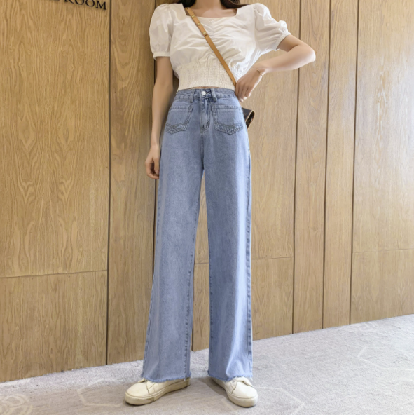 Women's Korean Fahion High-waisted Straight Jeans – Kawaiifashion