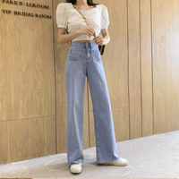 Jeans dritti a vita alta Fahion coreano da donna