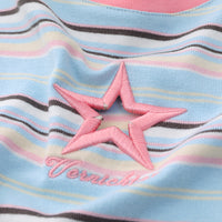 Women's Kawaii Star Cutout Striped Crop Top