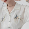 Women's Korean Fashion Camel Embroidered Shirts