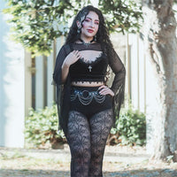 Women's Gothic Lace Hem Cross Velet Bustiers