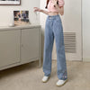 Women's Kawaii Floral Embroidered Straight Jeans