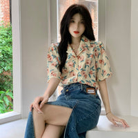 Women's Korean Style Floral Printed Chiffon Shirt