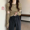 Women's Cute Cutout Striped Shirt with Oversleeves