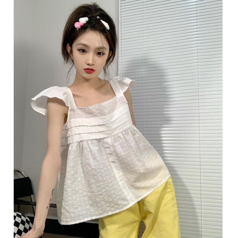 Women's Korean Fashion Square Collar Plaid Vest