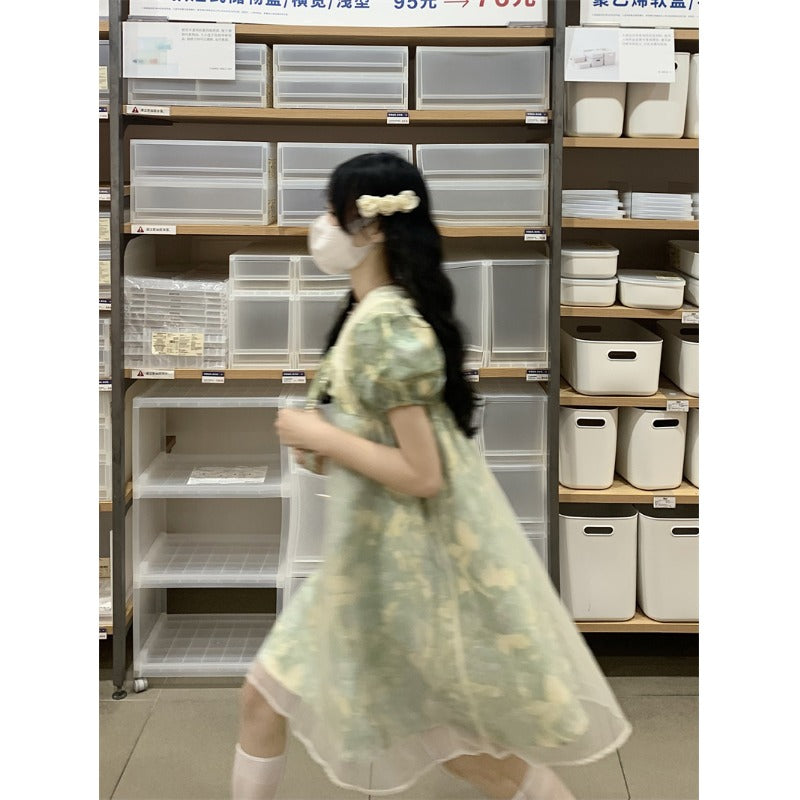 Robe imprimée florale à col de poupée Lolita pour femmes